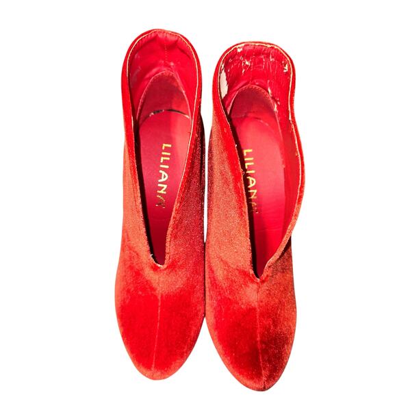 Liliana 7 Red Women's Chelsea Ankle Boots 4 1/2 Inch High Heel Shoe - Picture 3 of 9